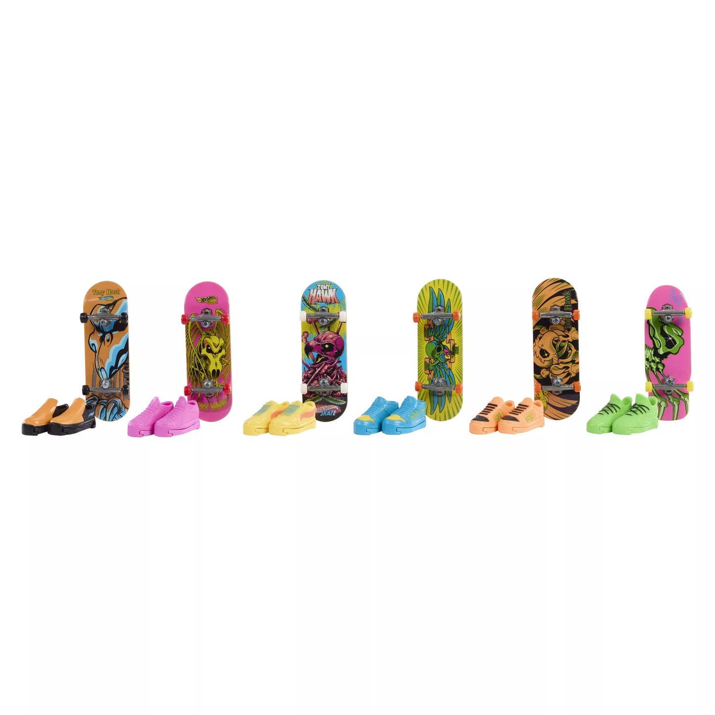 HOT WHEELS pirštų riedlentė su neoninėmis kaukolėmis, ikvėptos Tony Hawk (HPG21)