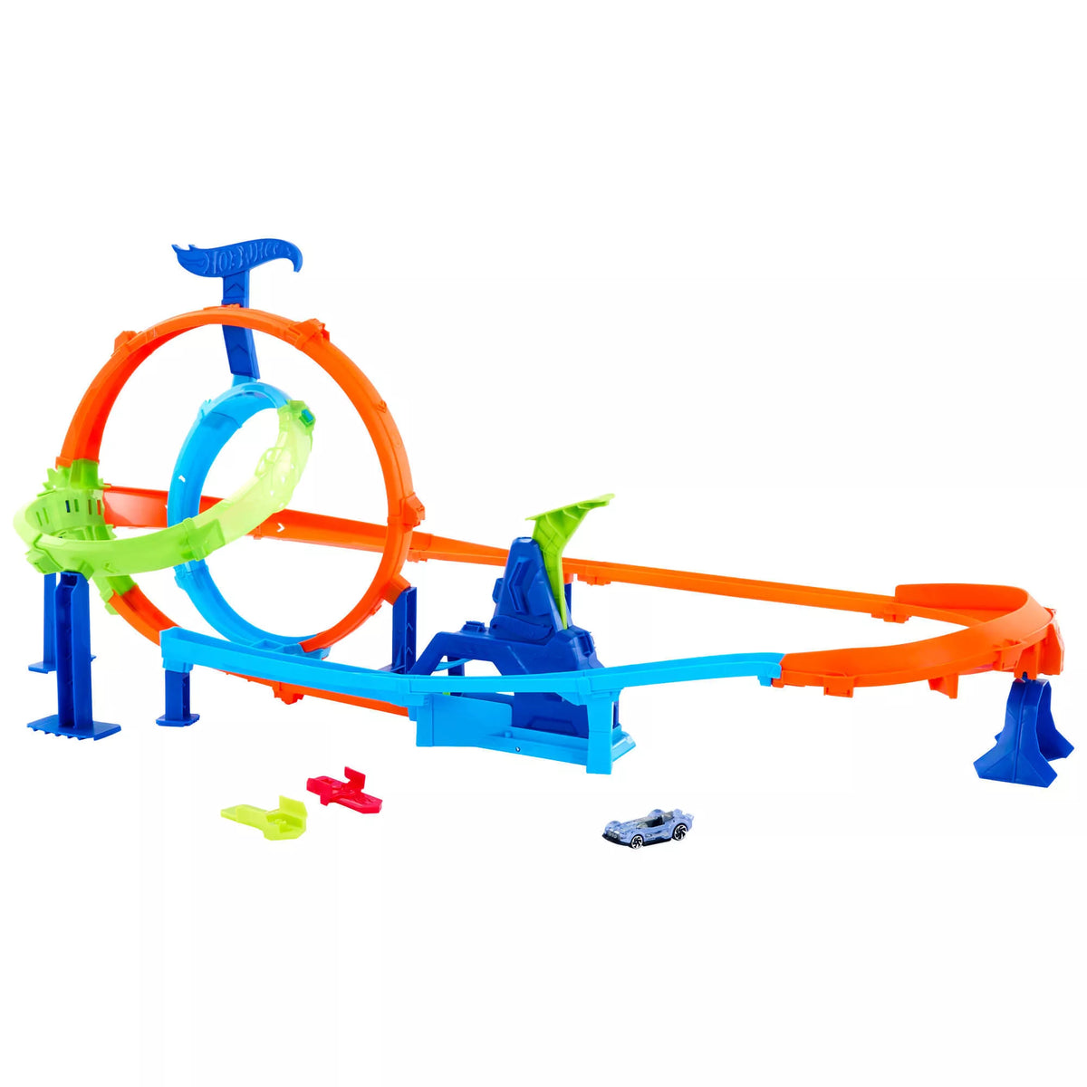 HOT WHEELS STUNT TRACKS rinkinys – Dvigubos kilpos iššūkis (JHK73)