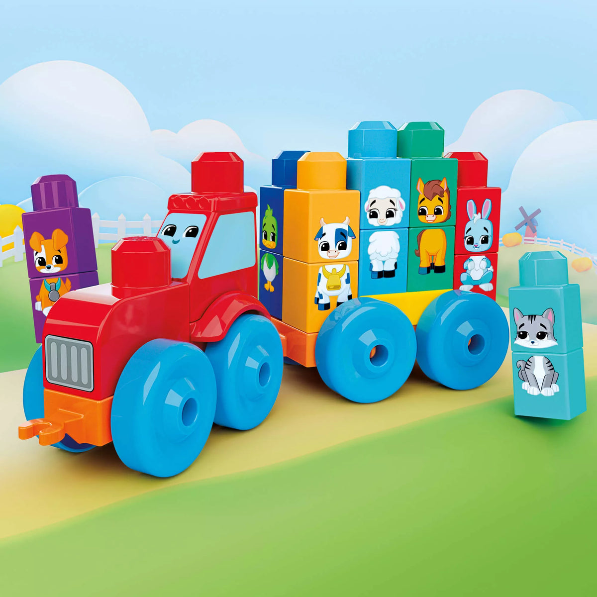 MEGA BLOKS konstruktorius – traktorius su gyvūnėliais (JKG33)