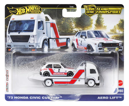 HOT WHEELS automodeliukų rinkinys – vilkikas ir lenktyninis automobilis (FLF56)