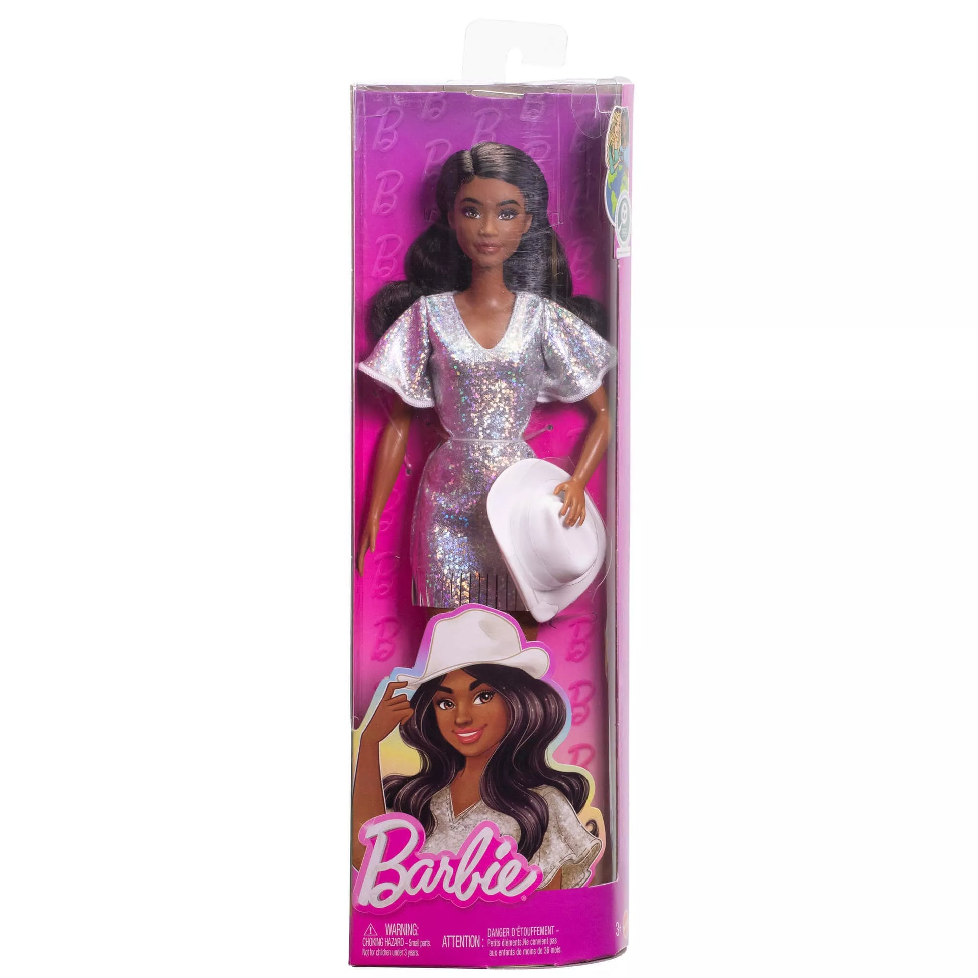 BARBIE madistė sidabro spalvos suknele (HYT95)