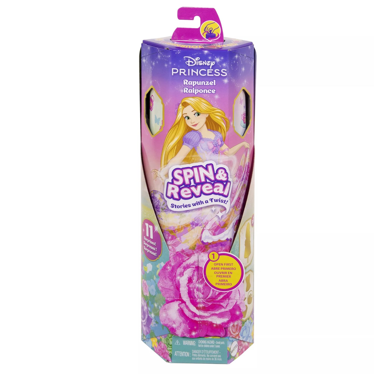DISNEY PRINCESS SPIN and REVEAL Auksaplaukės siurprizų rinkinys (HTV86)