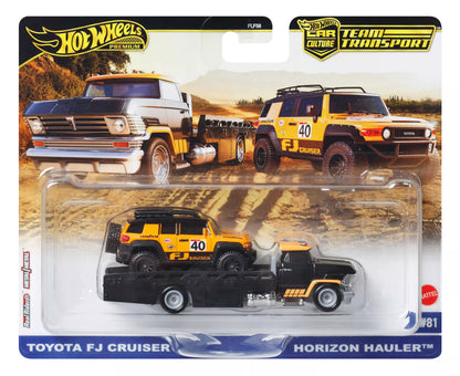 HOT WHEELS automodeliukų rinkinys – vilkikas ir lenktyninis automobilis (FLF56)