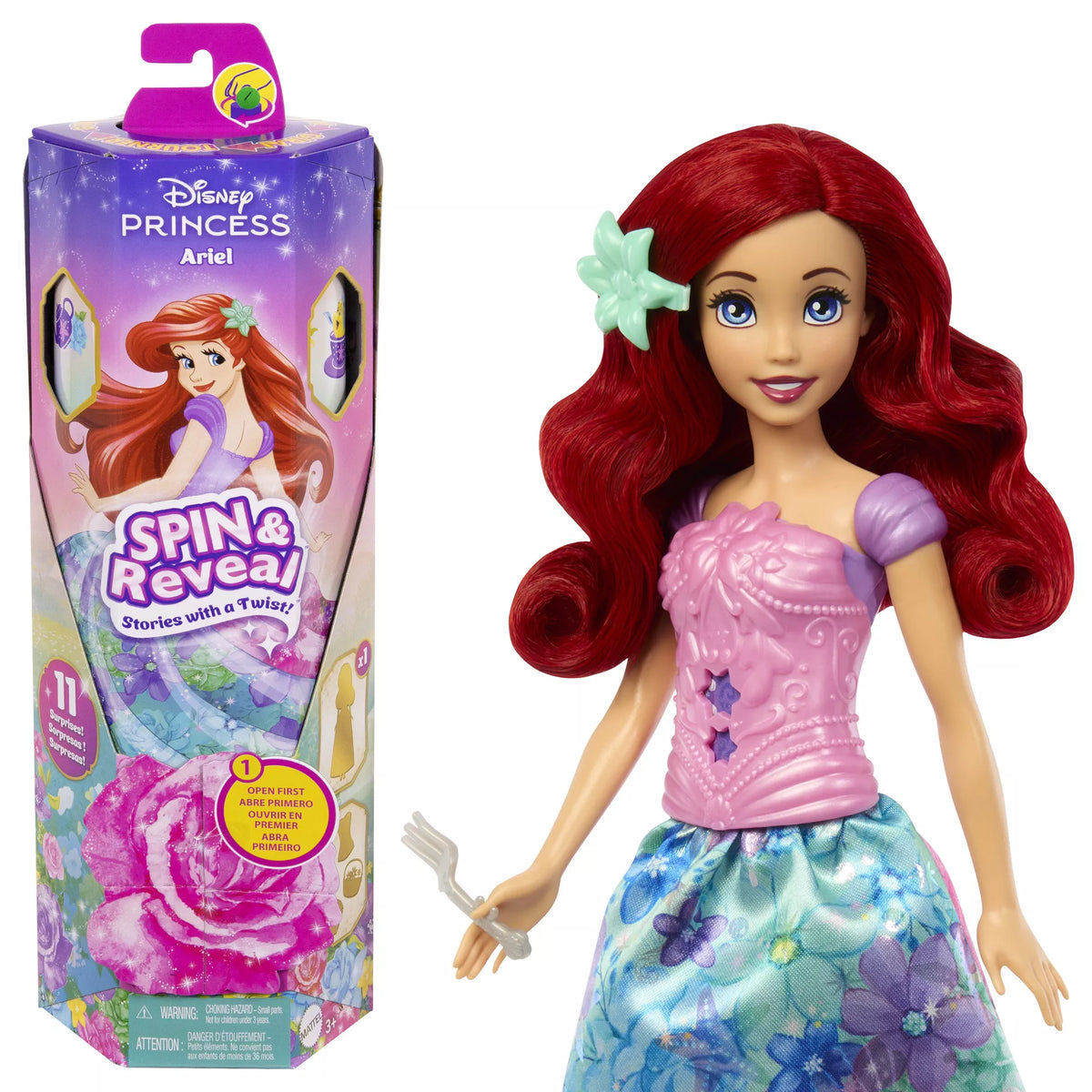 DISNEY PRINCESS SPIN and REVEAL Arielės siurprizų rinkinys (HTV88)