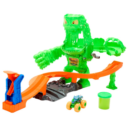 HOT WHEELS MONSTER TRUCKS MUTANT CHAOS trasa su slaimu – Monstro sunaikinimas (JMK90)