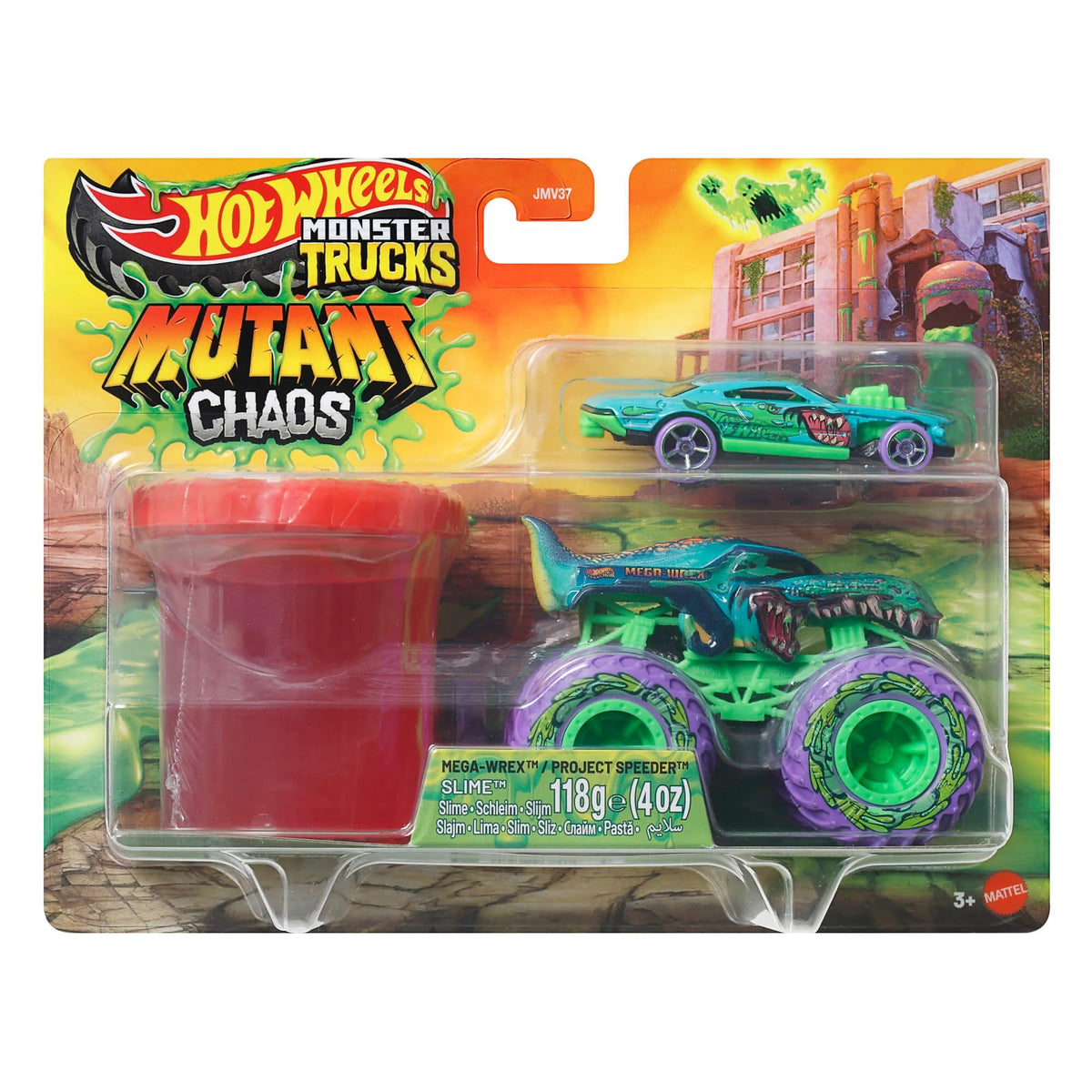 HOT WHEELS MONSTER TRUCKS MUTANT CHAOS džipas su slaimu (JMV37)