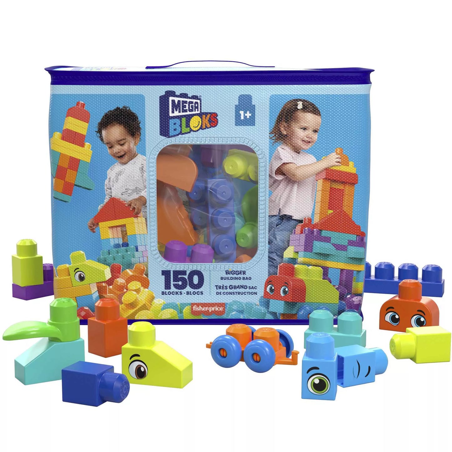 MEGA BLOKS kaladėlių rinkinys (krepšyje 150 det.) (HHM96)