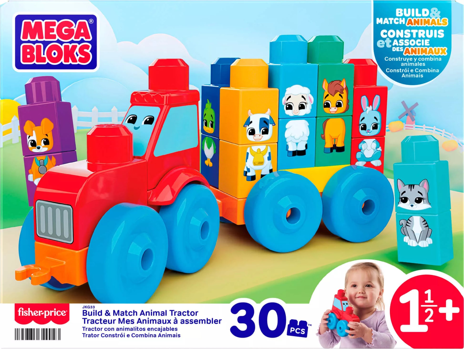 MEGA BLOKS konstruktorius – traktorius su gyvūnėliais (JKG33)