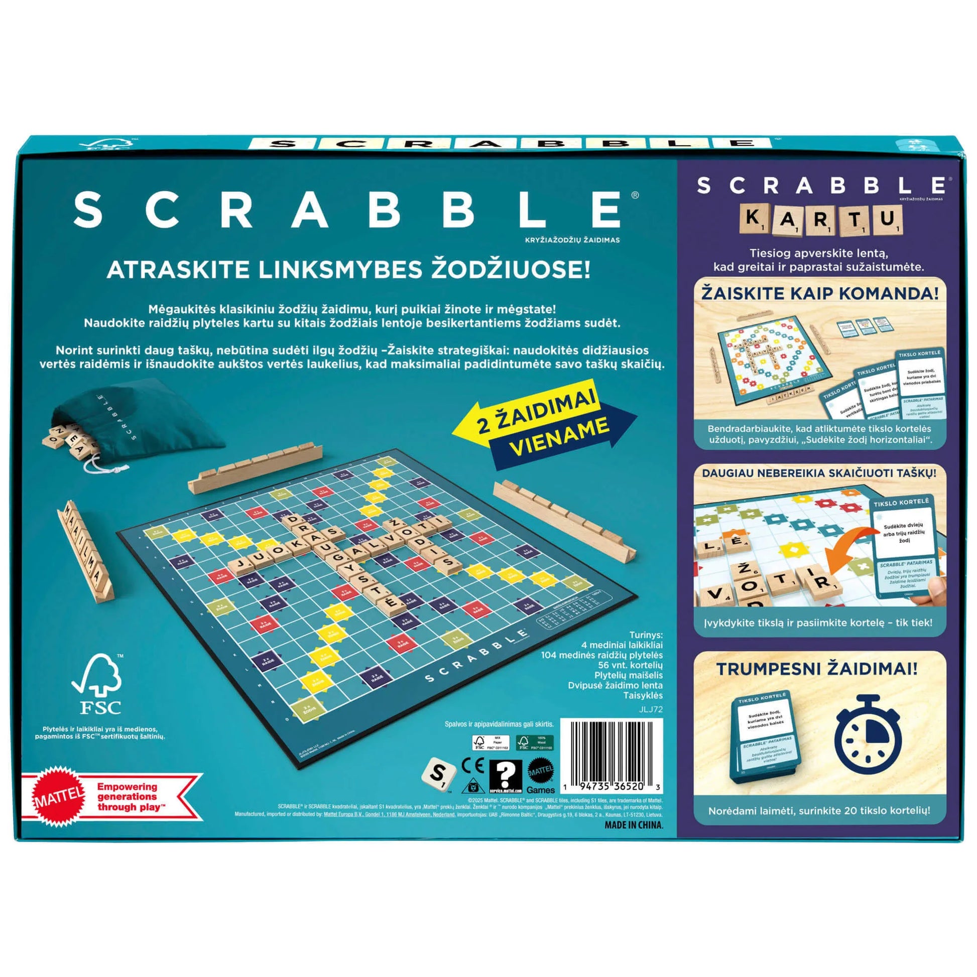 Stalo žaidimas SCRABBLE (medinis, LT)